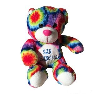 Fiesta Plush Sitting Teddy Bear 8 Inch Rainbow Tie Dye San Francisco Embroidered
